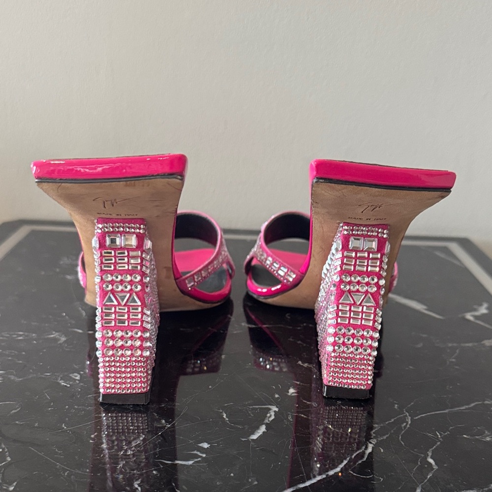Giuseppe Zanotti Rare Pink and Silver Wedge mules 39 - Picture 5 of 6